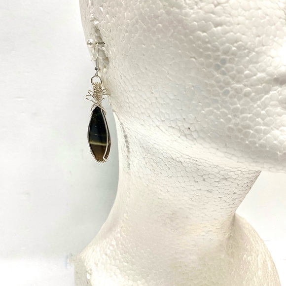 HANDCRAFTED polychrome Jasper Hand Wrapped Dangle Earrings, Artisan Jewelry Gift - Picture 3 of 10